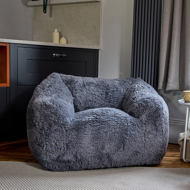 Fauteuil en fausse fourrure Aspen, anthracite
