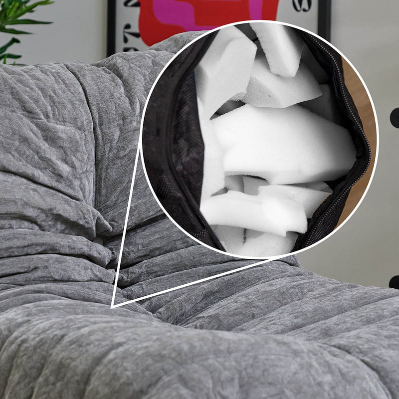 Siège d'appoint en tissu chenille garni de mousse Enzo, gris
