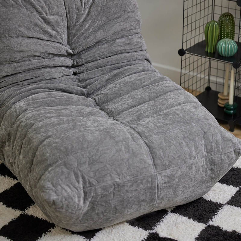 Siège d'appoint en tissu chenille garni de mousse Enzo, gris