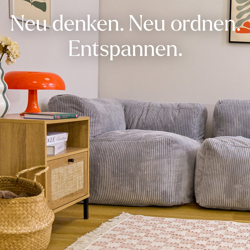 Fauteuil d'angle modulaire Zen, velours côtelé jumbo, gris