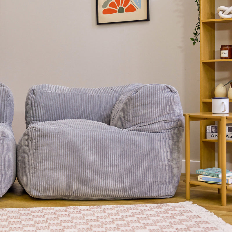 Fauteuil d'angle modulaire Zen, velours côtelé jumbo, gris