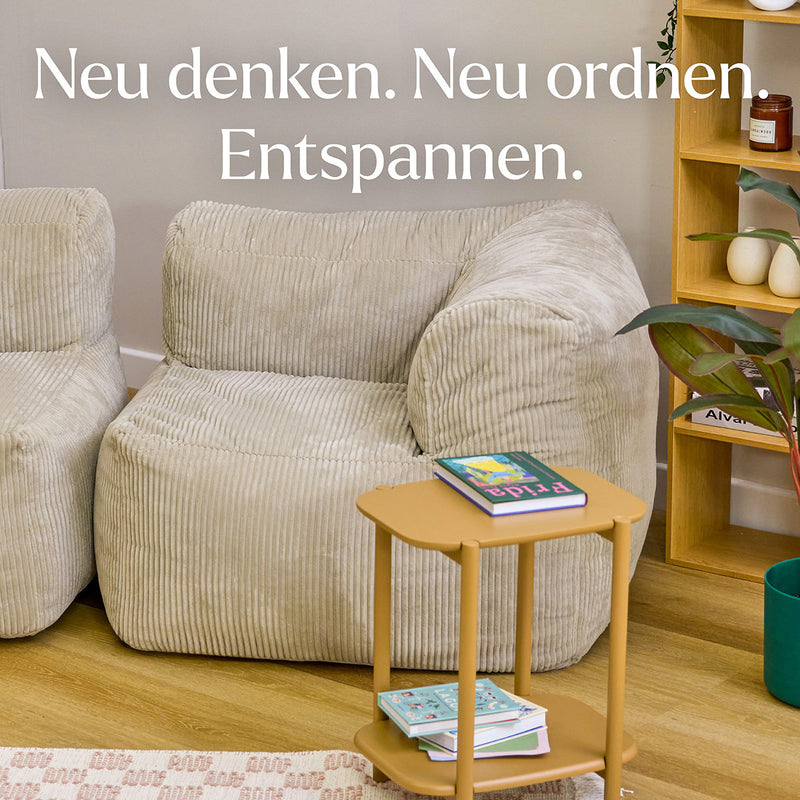 Fauteuil d'angle modulaire Zen, velours côtelé jumbo, pierre