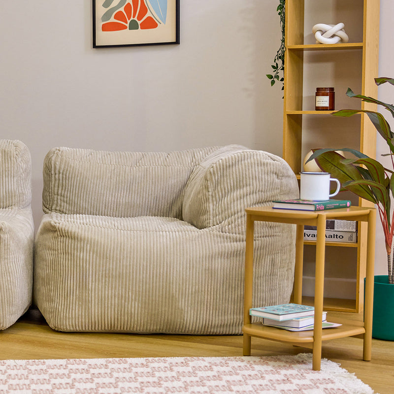 Fauteuil d'angle modulaire Zen, velours côtelé jumbo, pierre