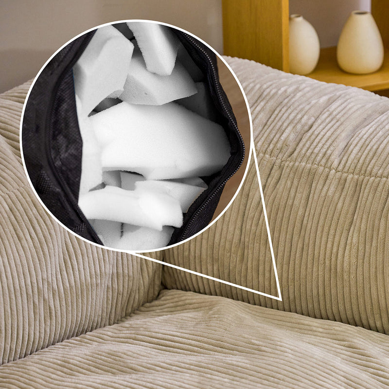 Fauteuil d'angle modulaire Zen, velours côtelé jumbo, pierre