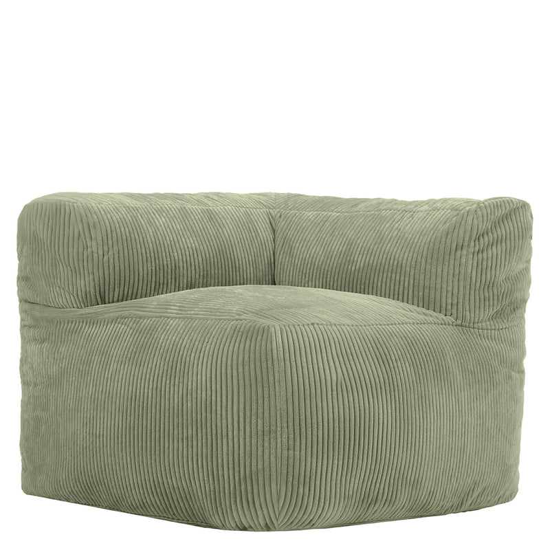 Fauteuil d'angle modulaire Zen, velours côtelé jumbo, vert sauge 