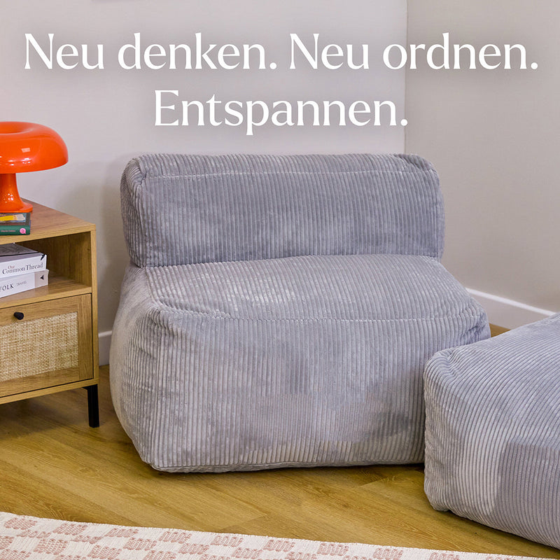 Fauteuil modulaire Zen, velours côtelé jumbo, gris