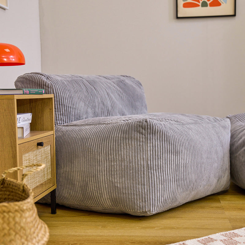 Fauteuil modulaire Zen, velours côtelé jumbo, gris