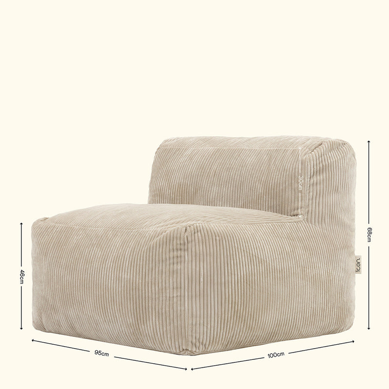 Fauteuil modulaire Zen, velours côtelé jumbo, pierre