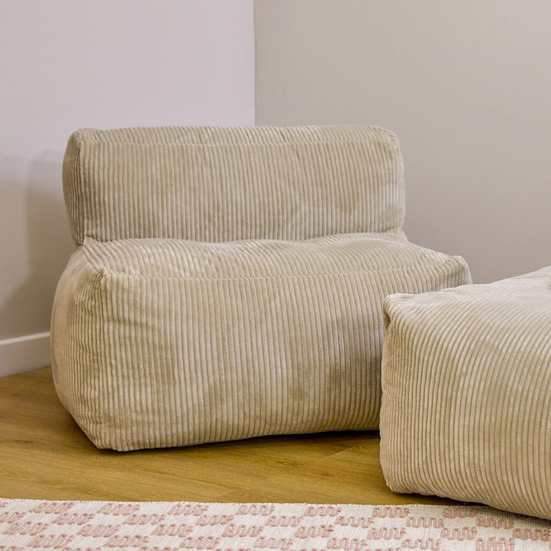 Fauteuil modulaire Zen, velours côtelé jumbo, pierre