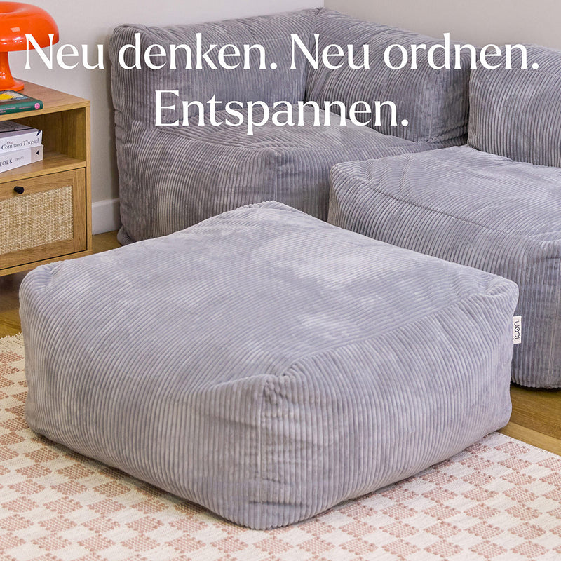 Repose-pieds modulaire Zen, velours côtelé Jumbo, gris