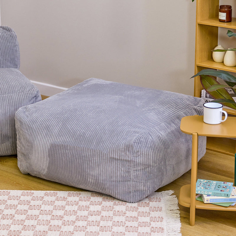Repose-pieds modulaire Zen, velours côtelé Jumbo, gris