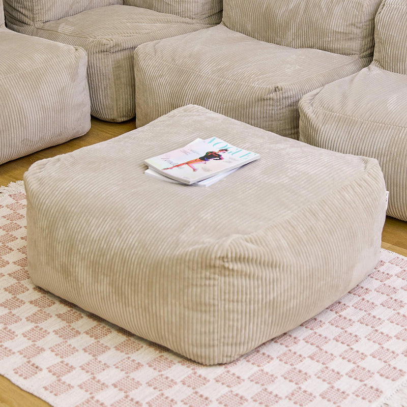 Repose-pieds modulaire Zen, velours côtelé Jumbo, pierre