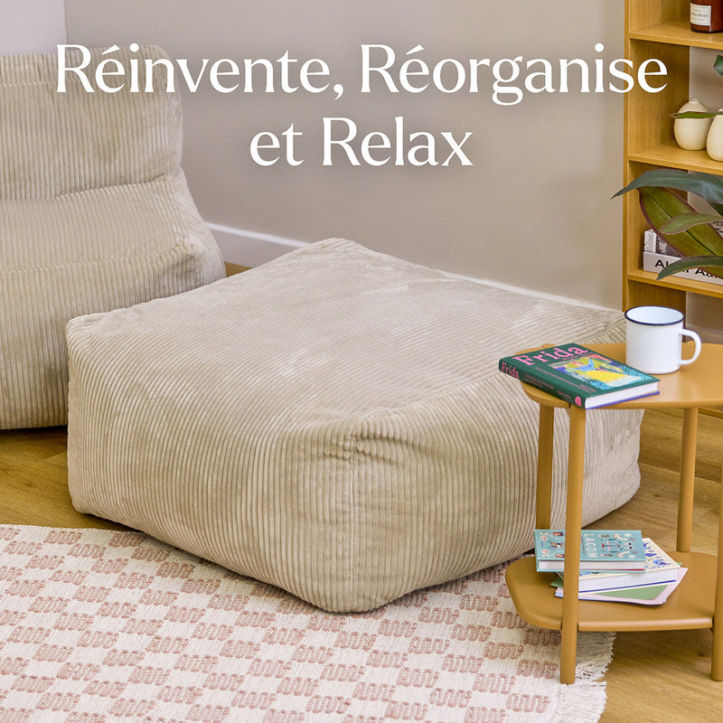 Repose-pieds modulaire Zen, velours côtelé Jumbo, pierre