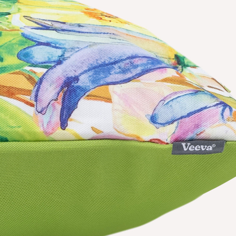 Coussin d'extérieur à fleurs, vert vif