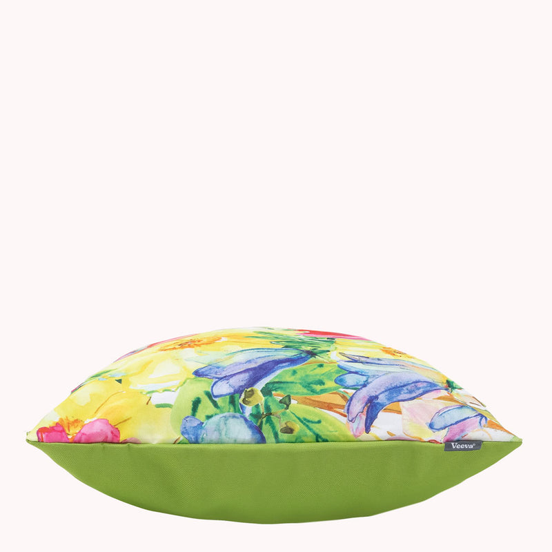 Coussin d'extérieur à fleurs, vert vif