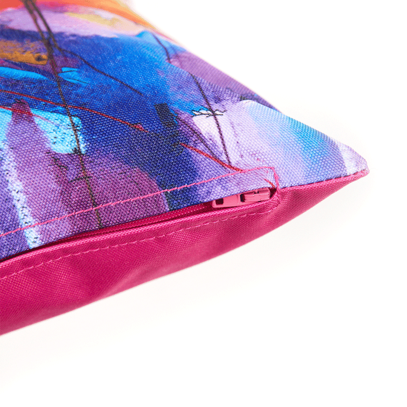 Coussin d'extérieur à motif peinture à l'huile - rose