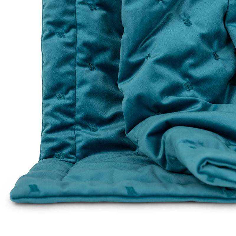 Jeté de lit matelassé en velours Rosa - Bleu sarcelle