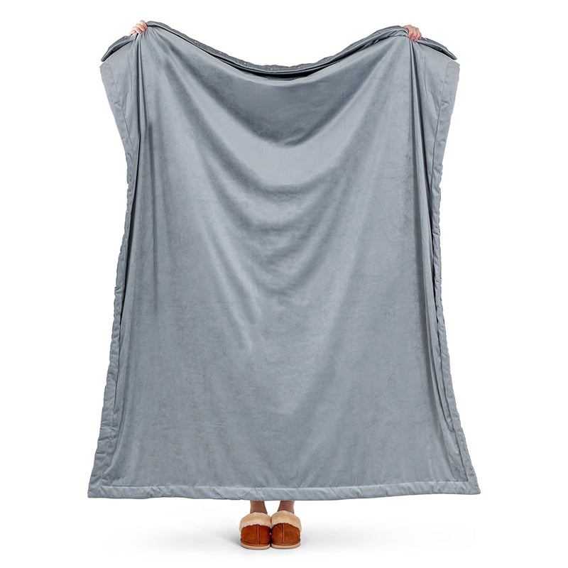 Jeté de lit matelassé en velours Rosa - Gris