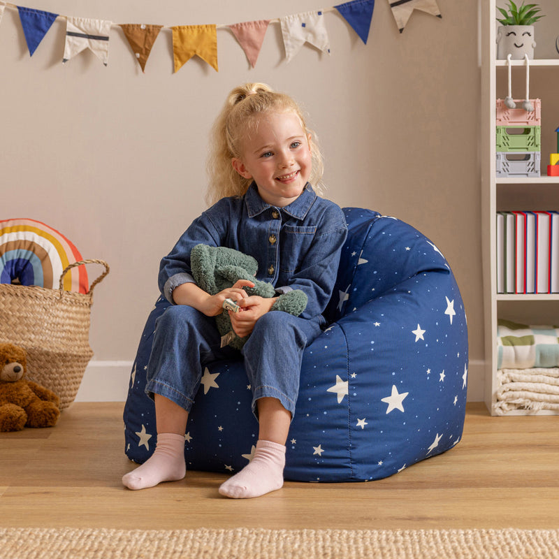 Pouf poire pour enfants Starry Skies, bleu marine