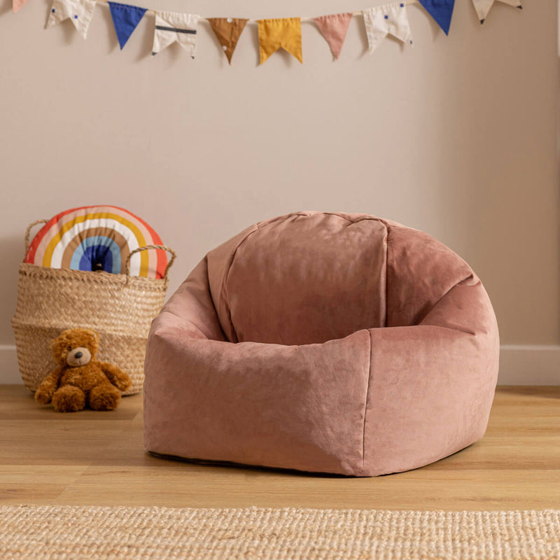 Pouf en velours pour enfant Kingston, rose