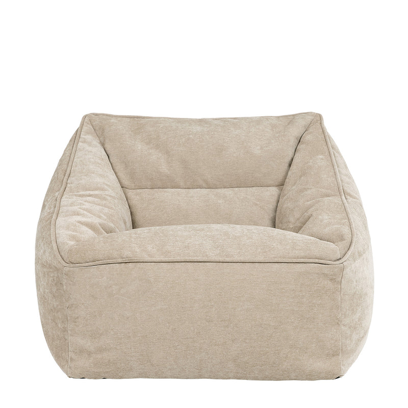 Fauteuil pouf en tissu chenille Natalia, naturel