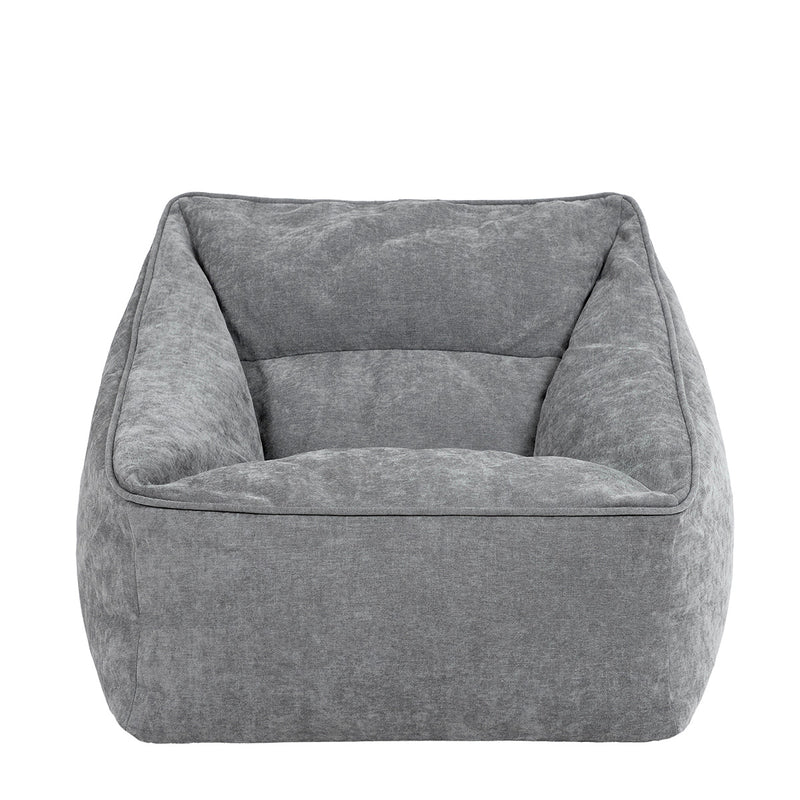 Fauteuil pouf en tissu chenille Natalia, gris