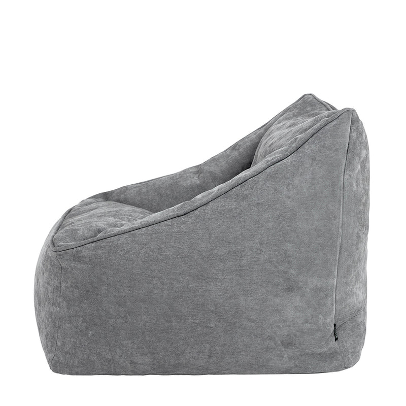 Fauteuil pouf en tissu chenille Natalia, gris