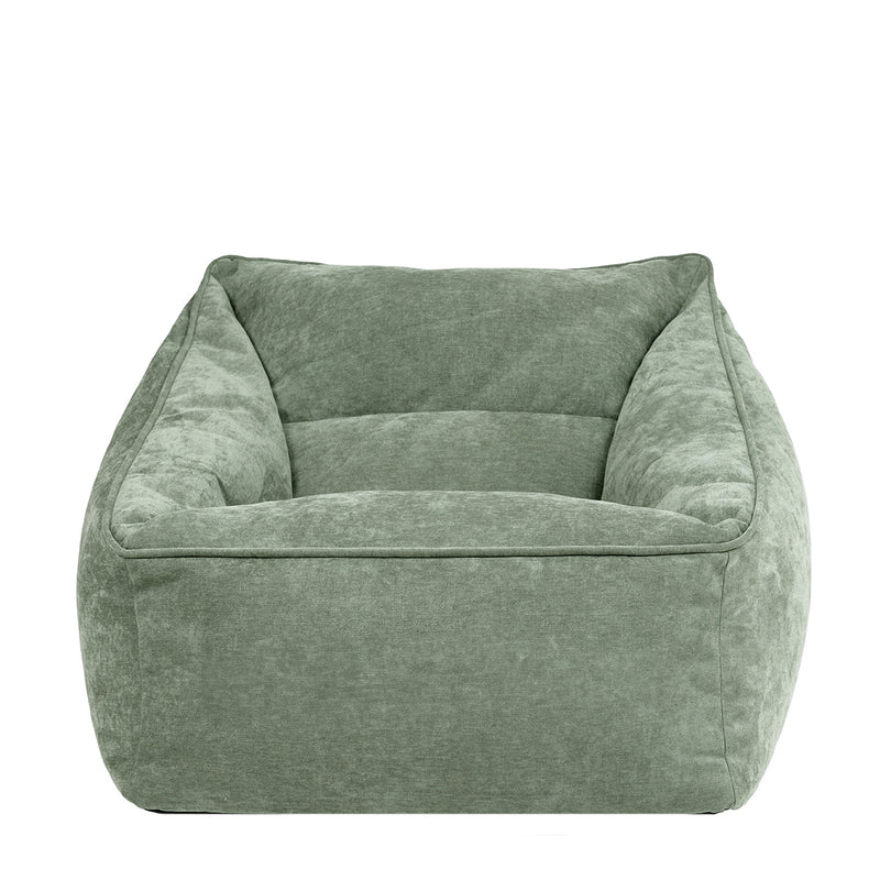 Fauteuil pouf en tissu chenille Natalia, vert sauge