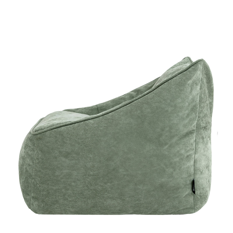 Fauteuil pouf en tissu chenille Natalia, vert sauge