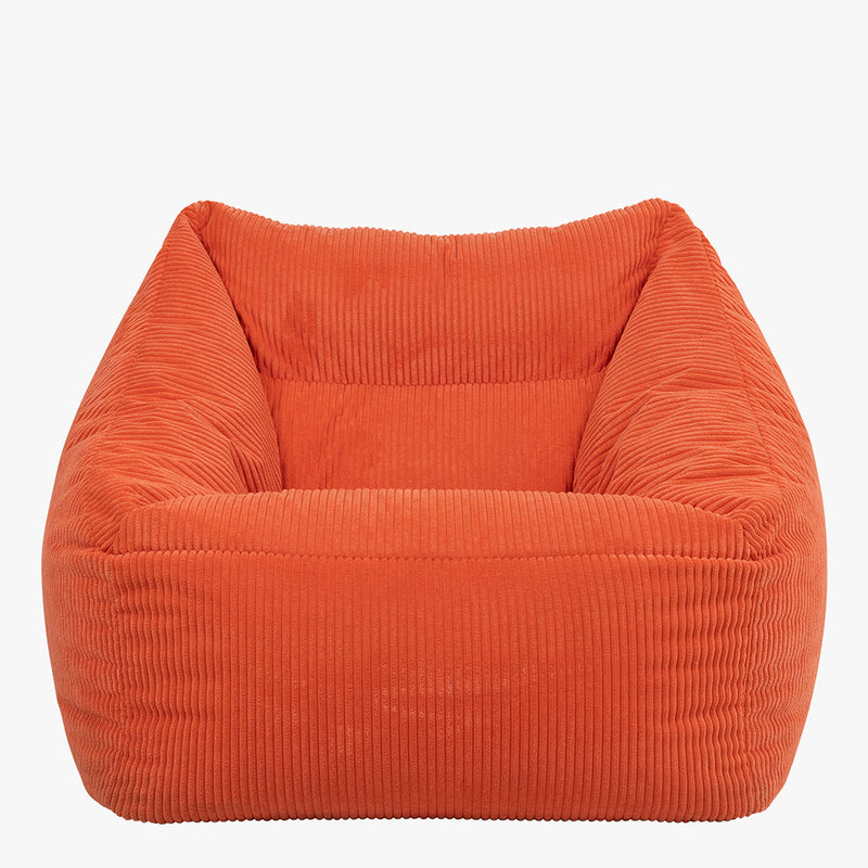 Fauteuil poire Natalia en velours côtelé, orange