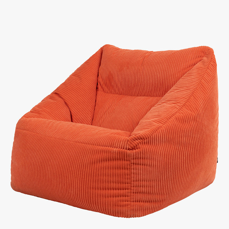 Fauteuil poire Natalia en velours côtelé, orange