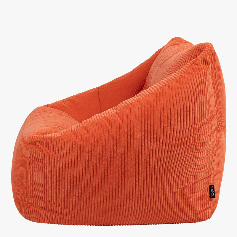 Fauteuil poire Natalia en velours côtelé, orange