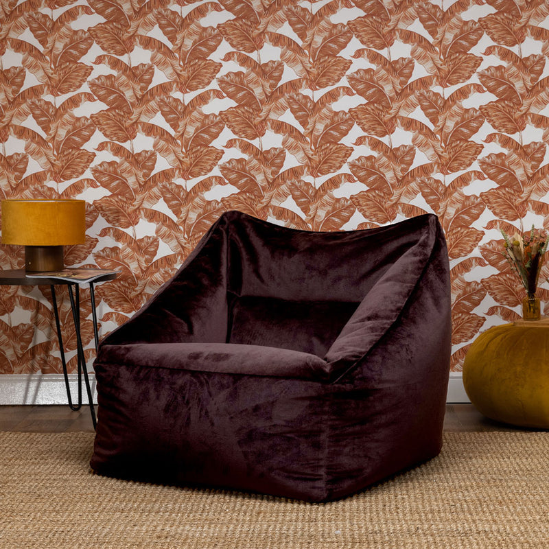 Pouf fauteuil Natalia Velours - Marron
