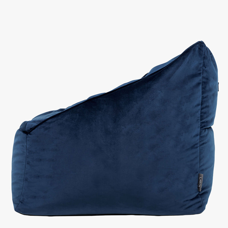 Fauteuil pouf en velours Natalia, bleu marine