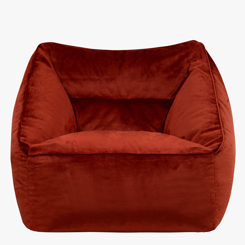 Fauteuil pouf en velours Natalia, terre cuite