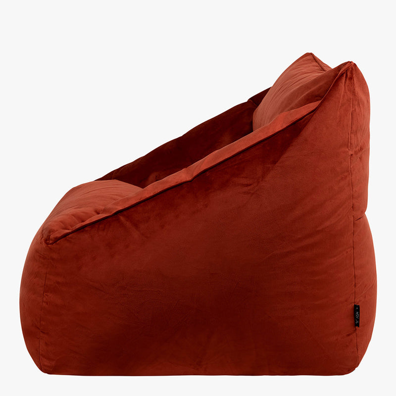 Fauteuil pouf en velours Natalia, terre cuite