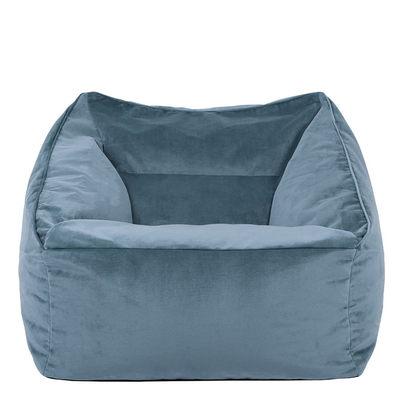 Fauteuil pouf en velours Natalia, bleu clair