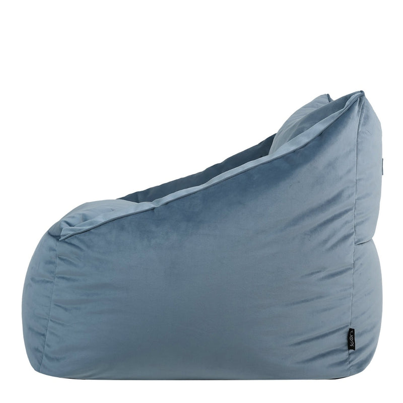 Fauteuil pouf en velours Natalia, bleu clair