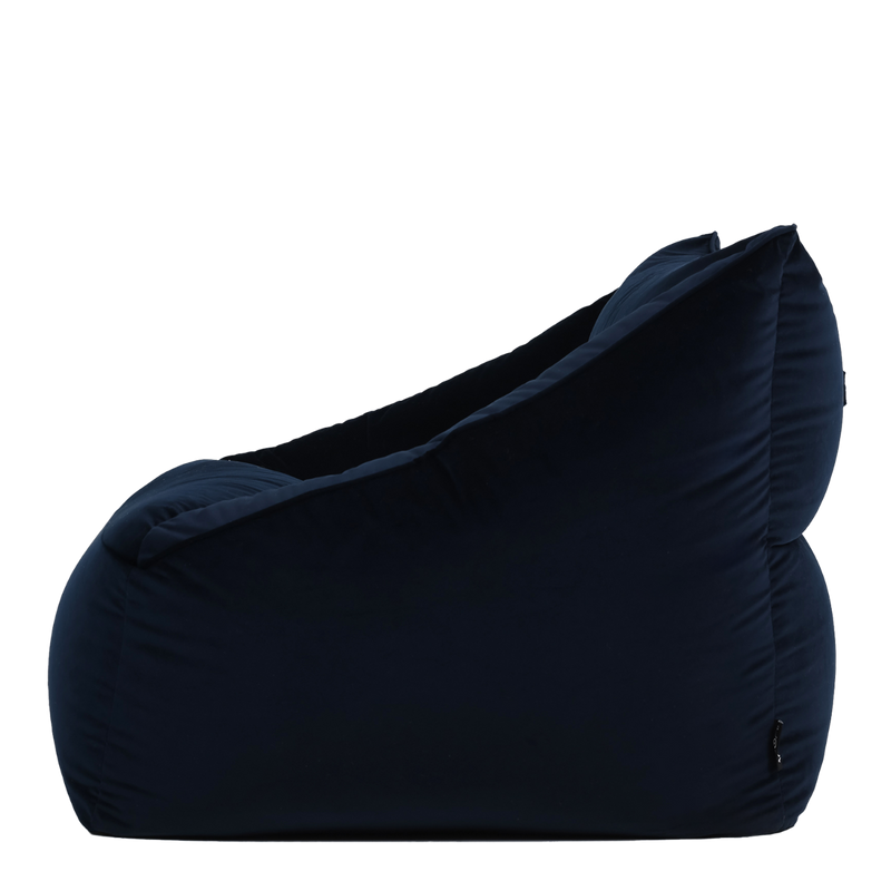 Fauteuil pouf en velours Natalia, bleu minuit