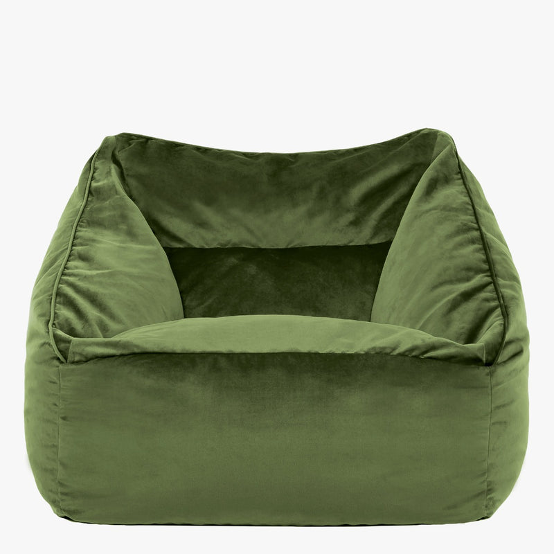 Pouf fauteuil Natalia Velours - Vert sauge