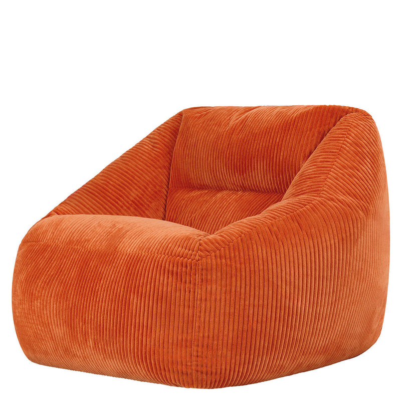 Fauteuil poire Natalia en velours côtelé, couleur terracotta