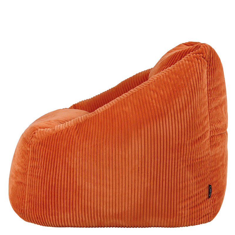 Fauteuil poire Natalia en velours côtelé, couleur terracotta