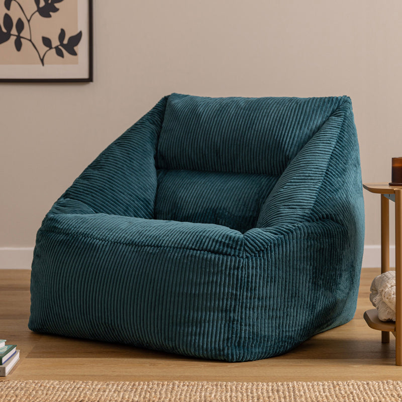 Fauteuil poire Natalia en velours côtelé, sarcelle