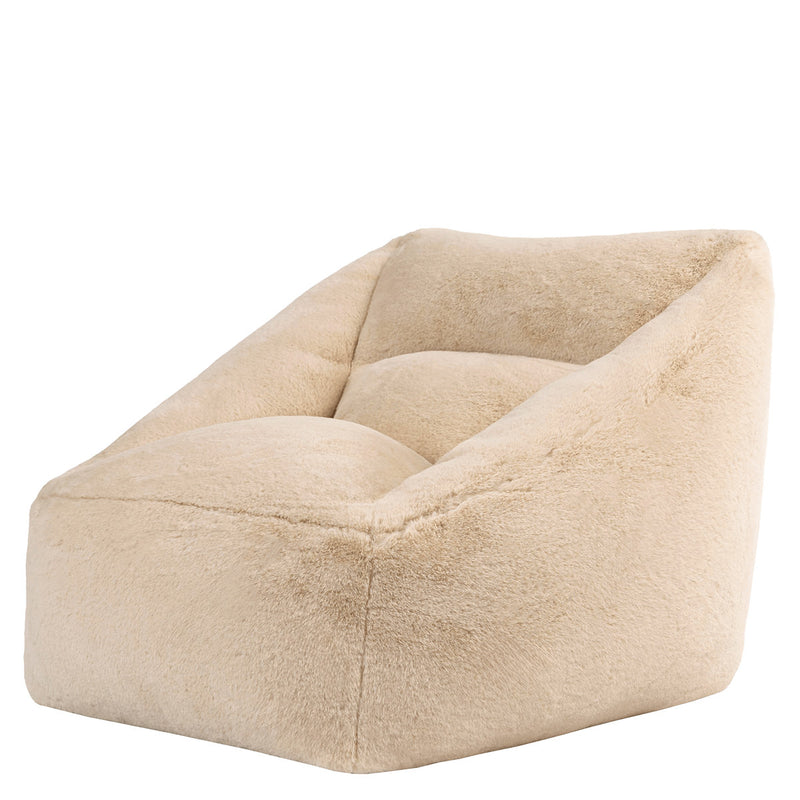 Pouf fauteuil Natalia en fausse fourrure, naturel