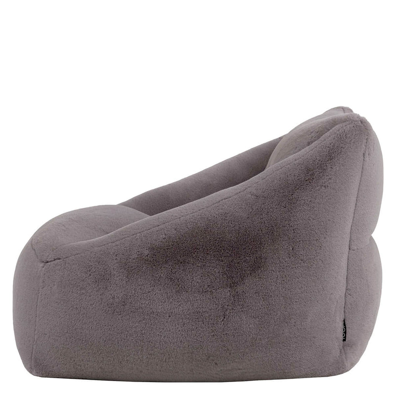 Pouf fauteuil Natalia en fausse fourrure, gris clair