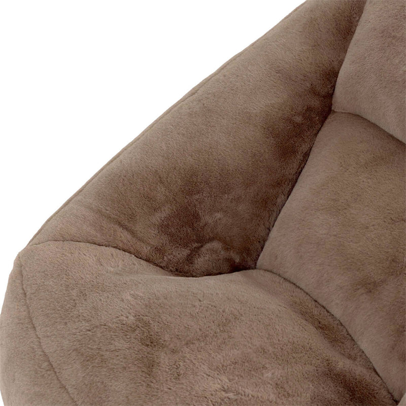 Pouf fauteuil Natalia en fausse fourrure, brun moka