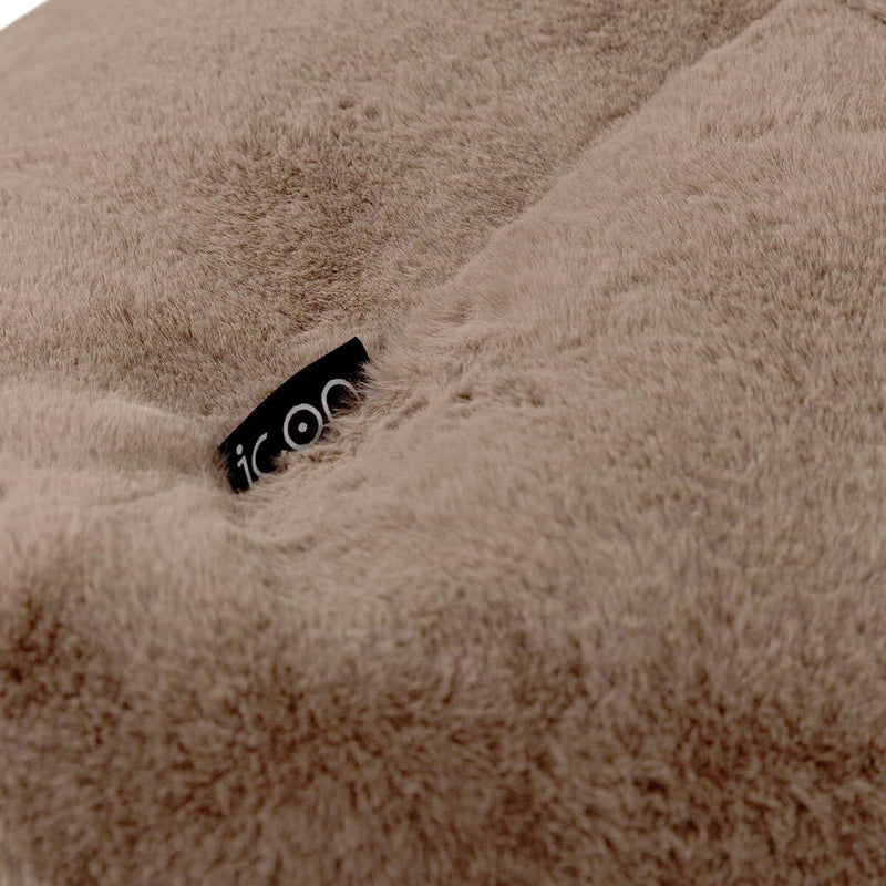 Pouf fauteuil Natalia en fausse fourrure, brun moka