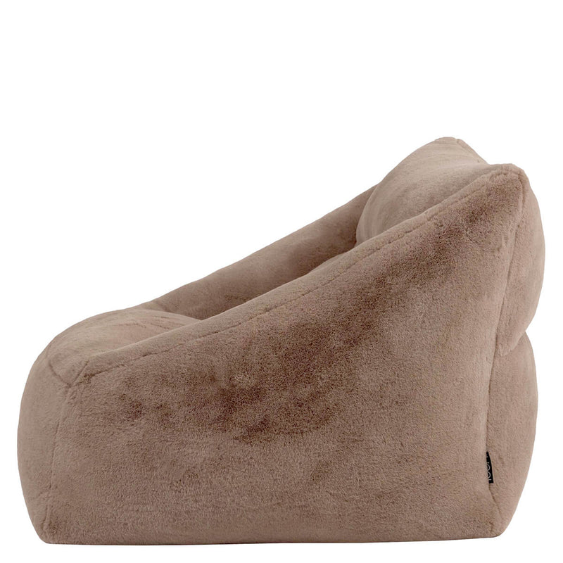 Pouf fauteuil Natalia en fausse fourrure, brun moka