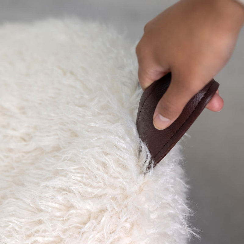 Pouf méridienne en molleton Yeti, naturel
