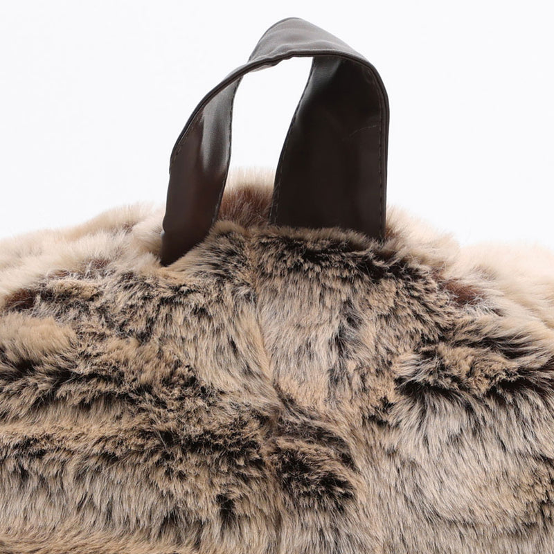 Pouf cocon en fausse fourrure - Vison
